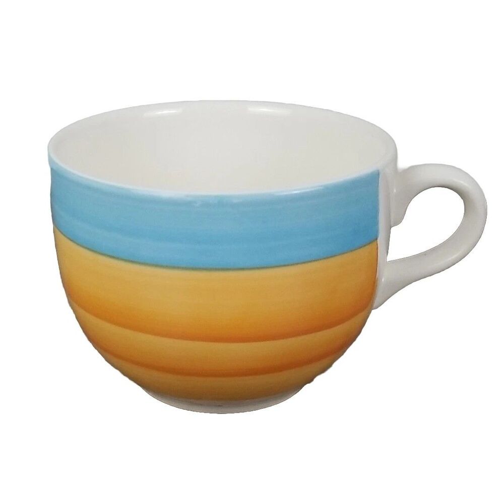 Vintage Tre Ci Italy Hand Painted Striped Jumbo 20oz Cappuccino Mug Cup Bowl